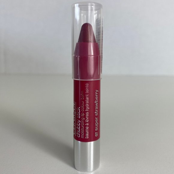 Clinique Chubby Stick Moisturizing Lip Colour Balm 07 Super Strawberry Red Pink - Picture 2 of 5
